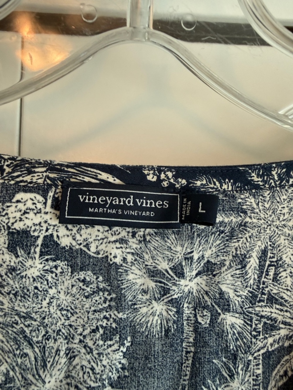 Vineyard Vines Navy and White Tropical Print Midi Dress - Like New - Picture 2 of 13